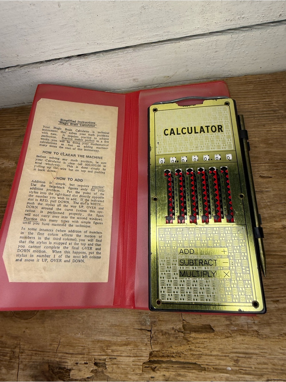 Vintage Magic Brain Calculator, Case, Instructions & Stylus Made in Japan 1960's